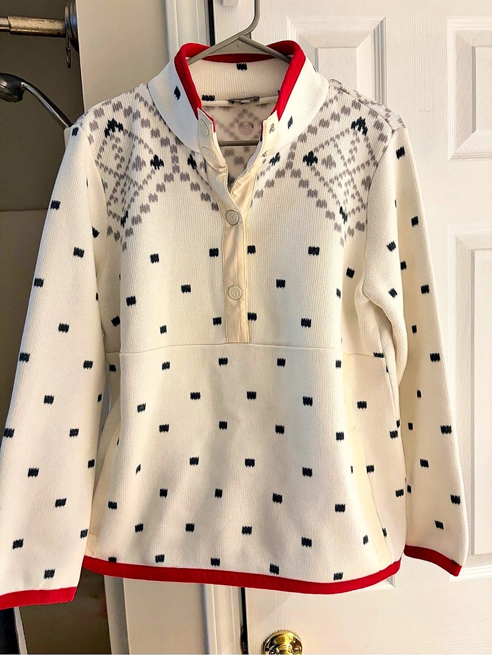 Talbots Fair Isle Cozy fleece snap neck pullover medium petite